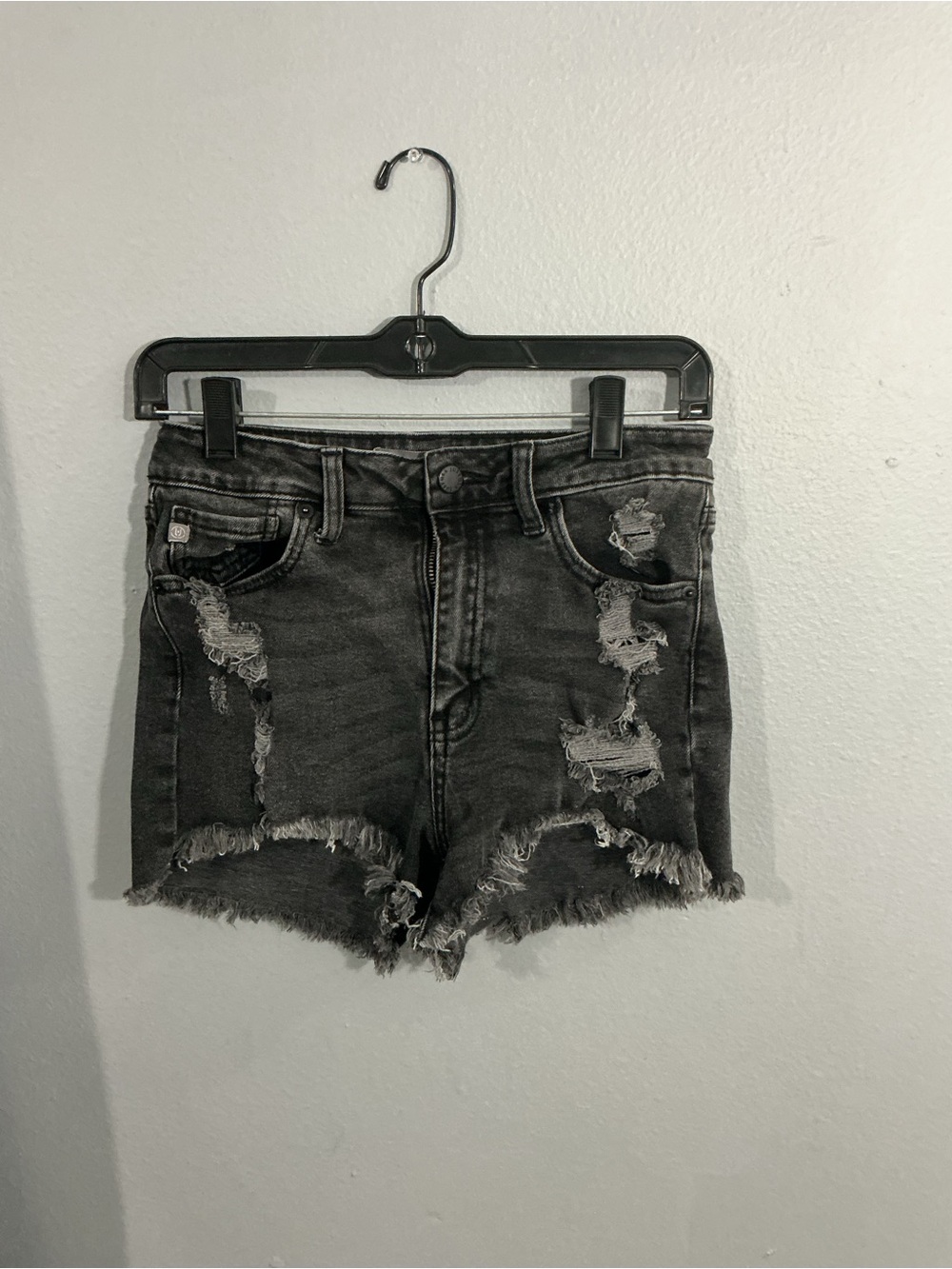 Just USA Black Distressed High-Rise Denim Shorts